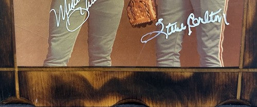 Mike Schmidt & Steve Carlton Signed 8x10 Wood Framed Photo Phillies Hof Auto COA