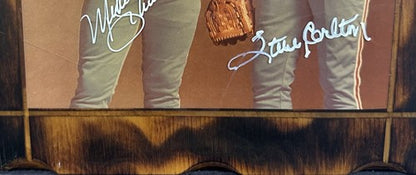 Mike Schmidt & Steve Carlton Signed 8x10 Wood Framed Photo Phillies Hof Auto COA