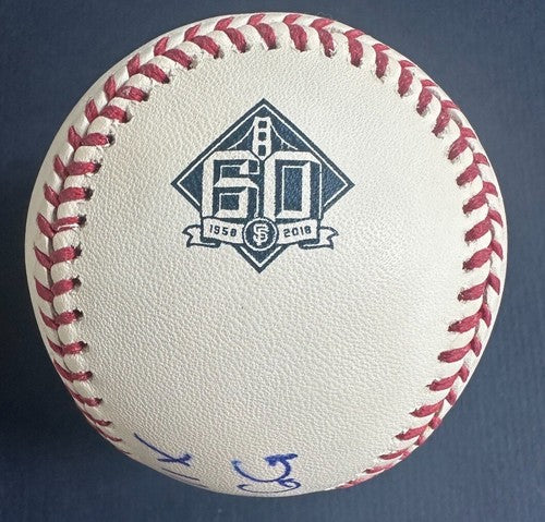 Omar Vizquel Signed Giants 60th Anniversary MLB Logo Baseball 11x GG Auto JSA
