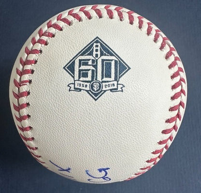 Omar Vizquel Signed Giants 60th Anniversary MLB Logo Baseball 11x GG Auto JSA