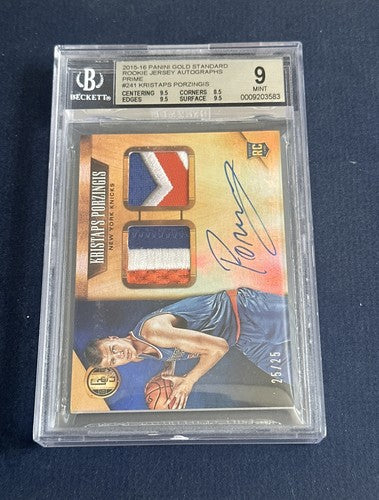 2015-16 Gold Standard Kristaps Porzingis Prime Patch Bgs 9 10 Auto Rookie 25/25