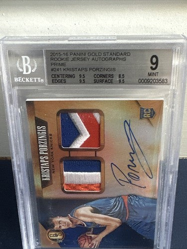2015-16 Gold Standard Kristaps Porzingis Prime Patch Bgs 9 10 Auto Rookie 25/25