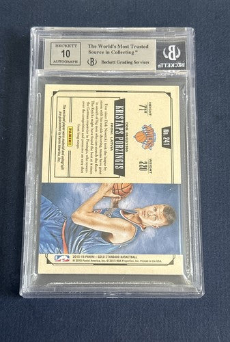 2015-16 Gold Standard Kristaps Porzingis Prime Patch Bgs 9 10 Auto Rookie 25/25