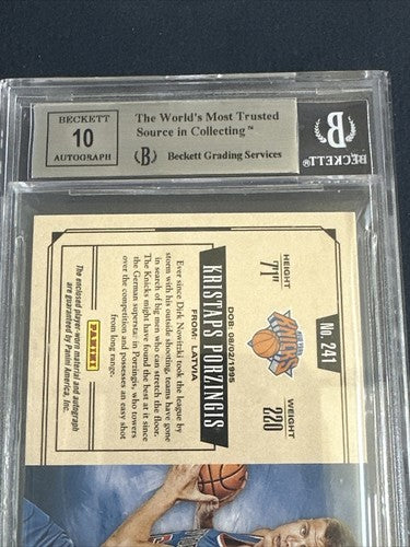 2015-16 Gold Standard Kristaps Porzingis Prime Patch Bgs 9 10 Auto Rookie 25/25