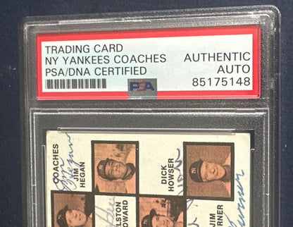 1973 Topps Yankees #116 All Signed Ralph Houk Elston Howard Dick Howser Auto Psa