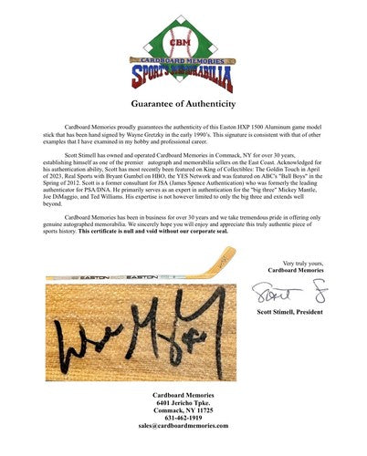 Wayne Gretzky Signed Easton 1500 Game Model Hockey Stick Auto GOLDIN Coa Kings