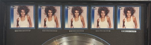 Whitney Houston Framed Arista Platinum Record Album Cassette RIAA Sales Award