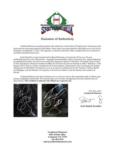 Matt Martin Signed Islanders Bauer Skate Pair Game Used Autograph Steiner COA