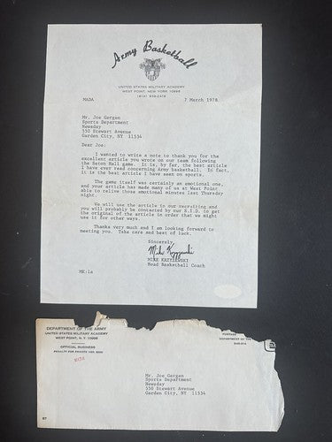 Mike Krzyzewski Army Basketball Signed 1978 Letter To Newsday Duke Auto Psa Coa