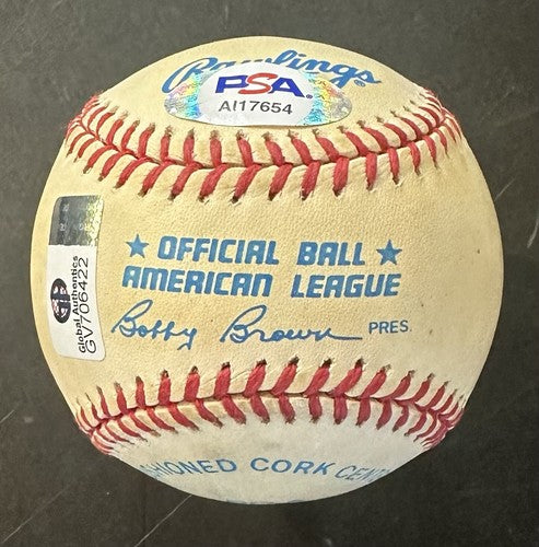 Harmon Killebrew Signed Official NL Bobby Brown Baseball Twins HOF 84 Auto PSA