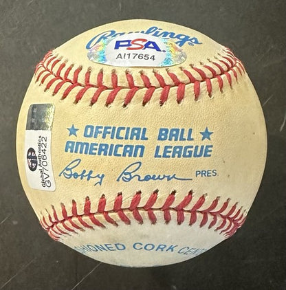 Harmon Killebrew Signed Official NL Bobby Brown Baseball Twins HOF 84 Auto PSA