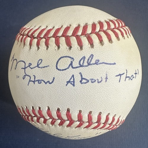 Mel Allen Phil Rizzuto Signed How About That Holy Cow Yankees Hof Announcers Jsa