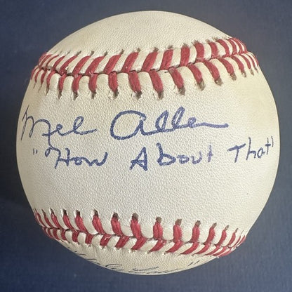 Mel Allen Phil Rizzuto Signed How About That Holy Cow Yankees Hof Announcers Jsa