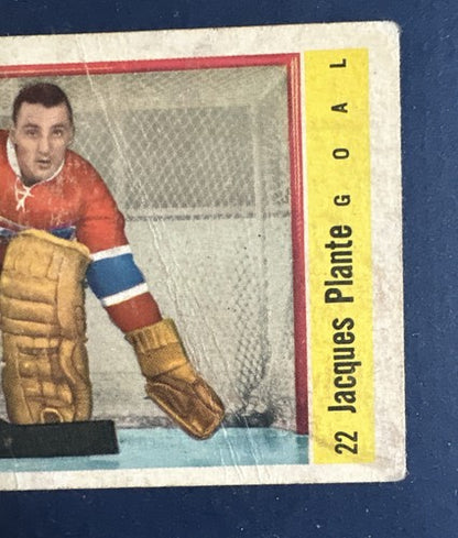 1958-59 Parkhurst Set-Break # 22 Jacques Plante Good - Vg Canadiens Hof