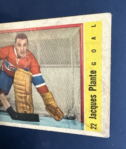 1958-59 Parkhurst Set-Break # 22 Jacques Plante Good - Vg Canadiens Hof