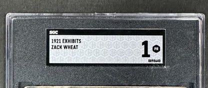 1921 Exhibits Card Zack Wheat Exhibit SGC 1 Brooklyn Dodgers HOF Rare Pre War