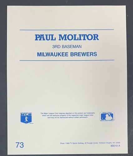 Paul Molitor Signed 8x10 Photo Milwaukee Brewers Mint Autograph SGC COA HOF MLB