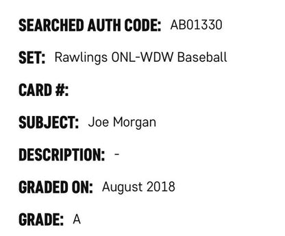 Joe Morgan Signed Official NL Bill White Baseball Reds Hof Autograph SGC COA