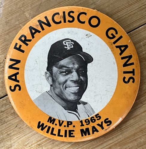 Willie Mays Original 1965 Mvp Pin Pinback Button San Francisco Vintage 3 1/2