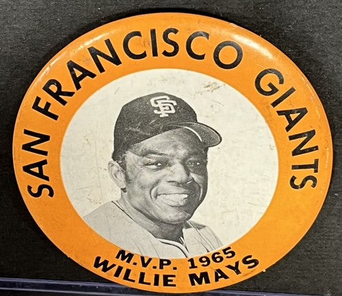 Willie Mays Original 1965 Mvp Pin Pinback Button San Francisco Vintage 3 1/2