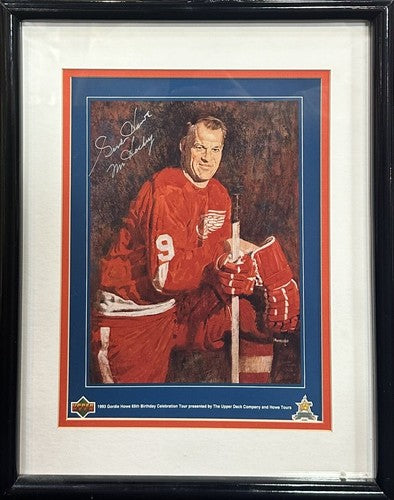 Gordie Howe Signed 8x10 Upper Deck  Framed Program Mr Hockey Auto Hof SGC Coa