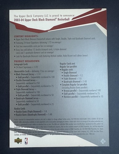 2003-04 Upper Deck 5X7 JUMBO PROMO LeBRON JAMES Black Diamond Rookie Gems Rc