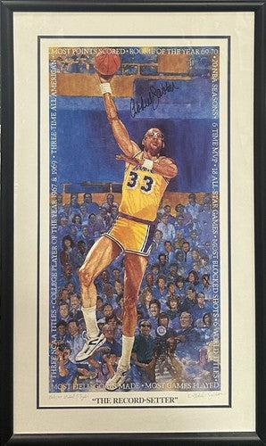 Kareem Abdul Jabbar Signed Framed Litho The Record Setter LE Lakers Auto CBM COA