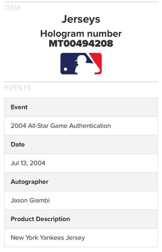 Jason Giambi Ny Yankees Signed 2004 Russell Authentic Jersey Autograph MLB COA