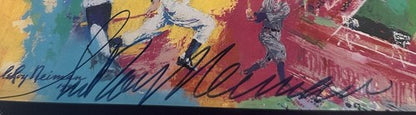 LeRoy Neiman Signed Framed Dodgers Full Centennial Yearbook Photo Art Auto COA
