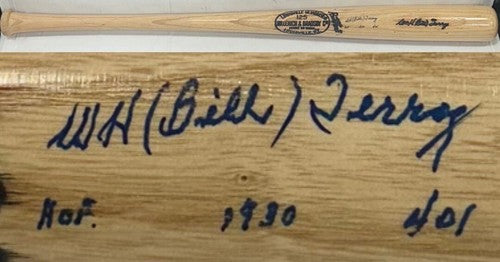 Wm H Bill Terry Signed LS Game Model Bat Giants HOF 1930 401 Autograph PSA LOA