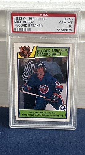 1983 -84 O-Pee-Chee #210 Mike Bossy Record Breaker Opc PSA 10 Gem Mint Low Pop