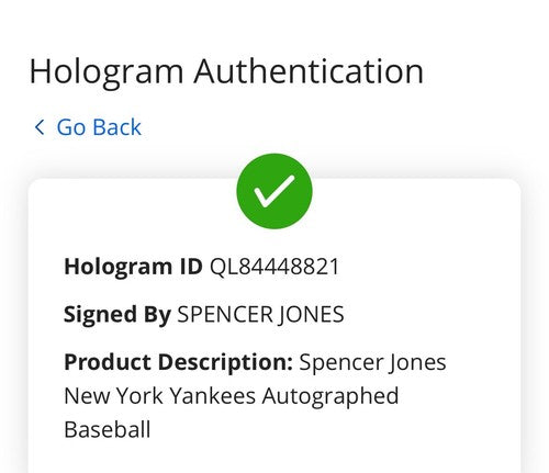 Spencer Jones Signed Official MLB Baseball Yankees Rookie Autograph Fanatics MLB