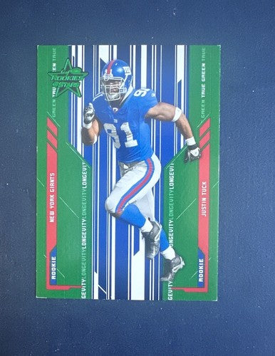 2005 Leaf Rookies & Stars Justin Tuck Rookie #130 Longevity Emerald /100 Giants