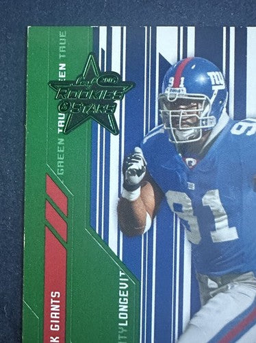 2005 Leaf Rookies & Stars Justin Tuck Rookie #130 Longevity Emerald /100 Giants