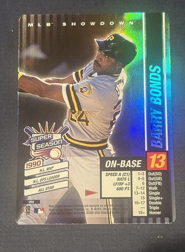 2002 MLB Showdown Pennant Run Super Season Barry Bonds #94 Holo Pirates Nm Mint