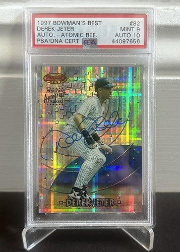 1997 Bowman’s Best Atomic Refractor Derek Jeter #82 Psa 9 & 10 Auto Mint Pop 3