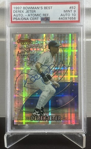 1997 Bowman’s Best Atomic Refractor Derek Jeter #82 Psa 9 & 10 Auto Mint Pop 3