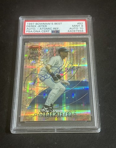 1997 Bowman’s Best Atomic Refractor Derek Jeter #82 Psa 9 & 10 Auto Mint Pop 3
