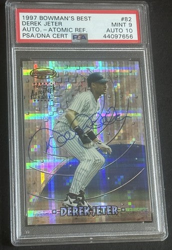 1997 Bowman’s Best Atomic Refractor Derek Jeter #82 Psa 9 & 10 Auto Mint Pop 3