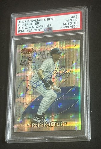 1997 Bowman’s Best Atomic Refractor Derek Jeter #82 Psa 9 & 10 Auto Mint Pop 3