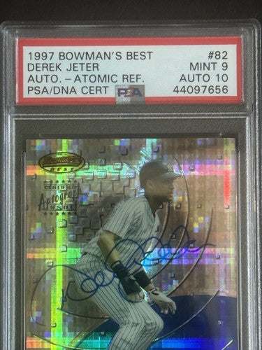 1997 Bowman’s Best Atomic Refractor Derek Jeter #82 Psa 9 & 10 Auto Mint Pop 3