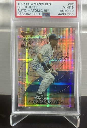 1997 Bowman’s Best Atomic Refractor Derek Jeter #82 Psa 9 & 10 Auto Mint Pop 3