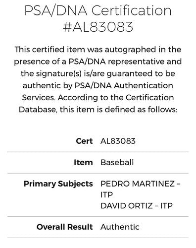 David Ortiz Pedro Martinez Signed Official Hof MLB Baseball Red Sox Auto PSA COA