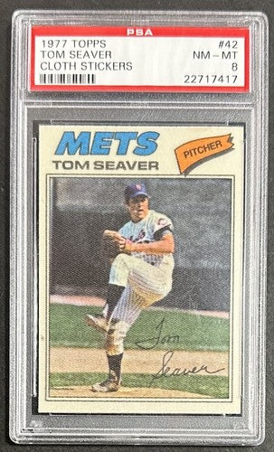 1977 Topps Tom Seaver Cloth Stickers #42 PSA 8 NM- Mint Beauty NY Mets HOF