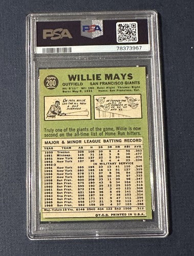 1967 Topps #200 Willie Mays San Francisco Giants 6 EX - Mint Beauty Clean Sharp