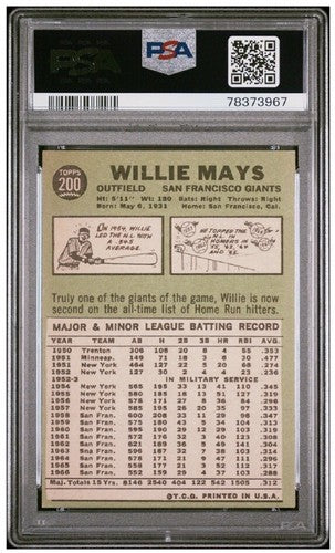 1967 Topps #200 Willie Mays San Francisco Giants 6 EX - Mint Beauty Clean Sharp