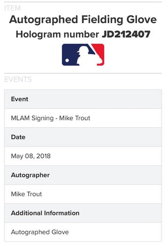 Mike Trout Signed Game Model Rawlings Camo Fielding Glove Auto Fanatics Steiner