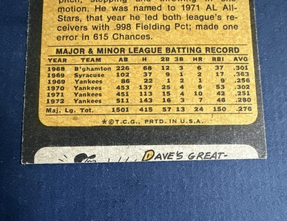1973 TOPPS THURMAN MUNSON #142 Yankees Near Mint Nm Cut Error Dave Hamilton Rare