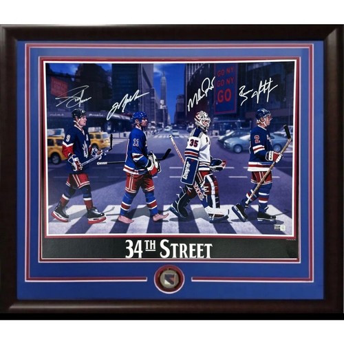Messier Leetch Richter Graves Rangers Signed 16x20 Litho Framed Auto Steiner Coa