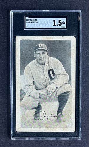 1922 Exhibits Post Card Ira Flagstead SGC 1.5 FR Detroit Tigers AL Rare